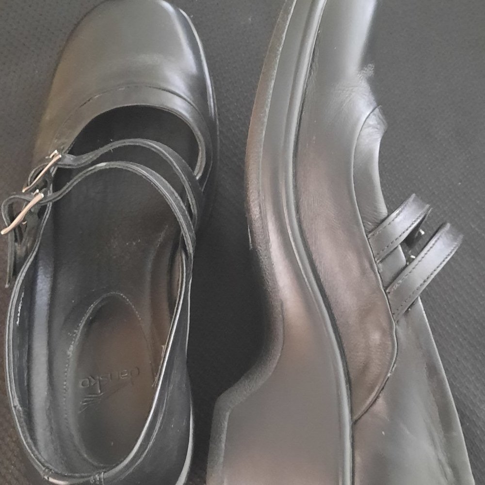 Dansko Black Leather MaryJane Shoes Size 40 (9-9.5) Double Buckle